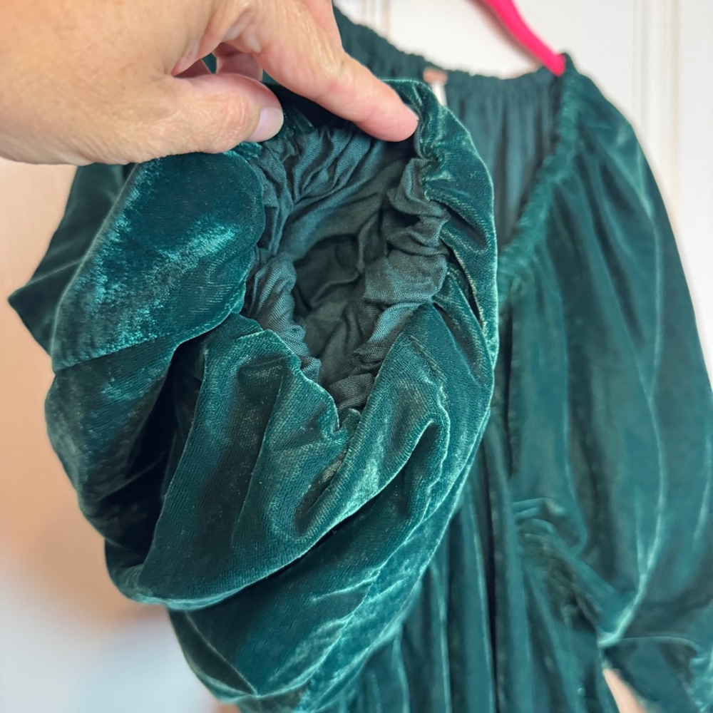 NEW FREE PEOPLE portia velvet mini dress in uncut emerald Size XS - Picture 8 of 16